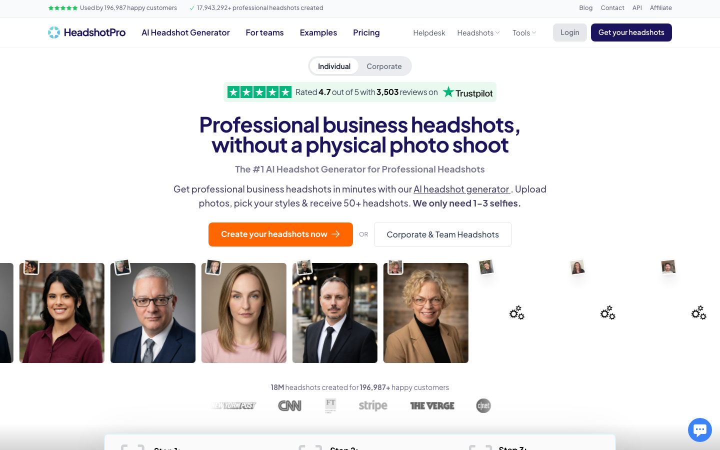 HeadshotPro 首页截图